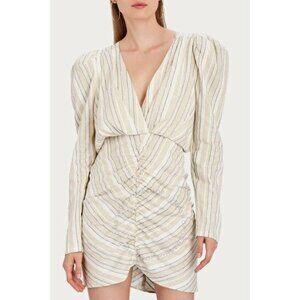 Ronny Kobo Mini Dress Joslyn Womens XS Linen Summer Designer Chic Neutral